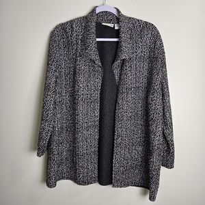 CHICO'S Black White Zigzeg Artsy Minimalist Open-Front Cardigan Jacket‎ 2 / L